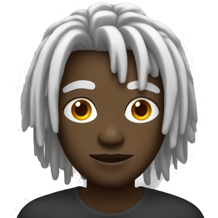 black man with short white dreads that cover his face emoji