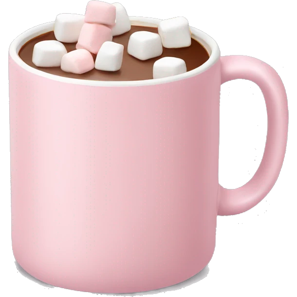 Light Pink mug of hot chocolate with marshmallows  emoji