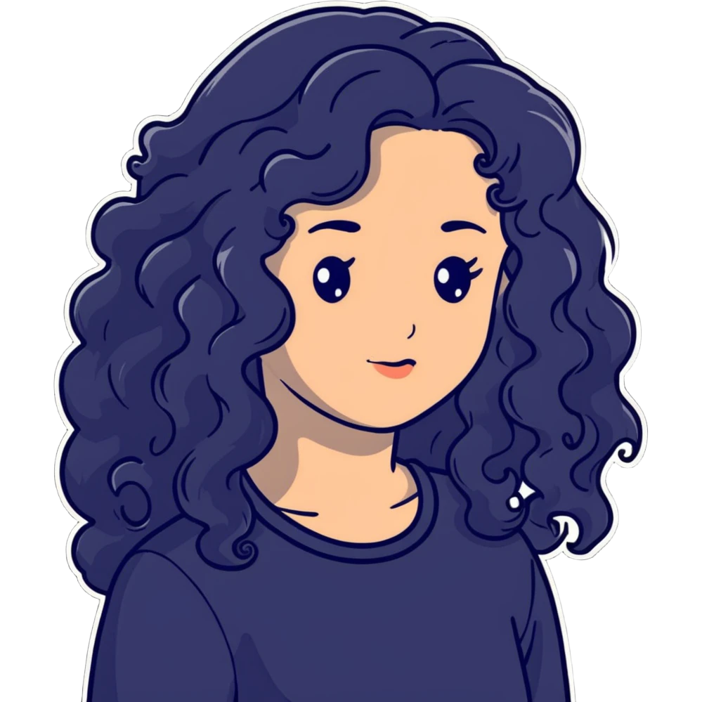 Cute girl with long wavy curly hair emoji