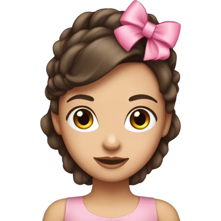 brunette girl with pink bow in her hair emoji