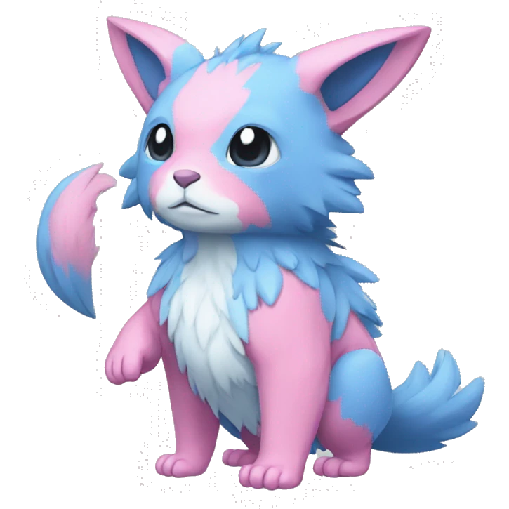Cute cool blue pink animal hybrid Fakemon full body emoji
