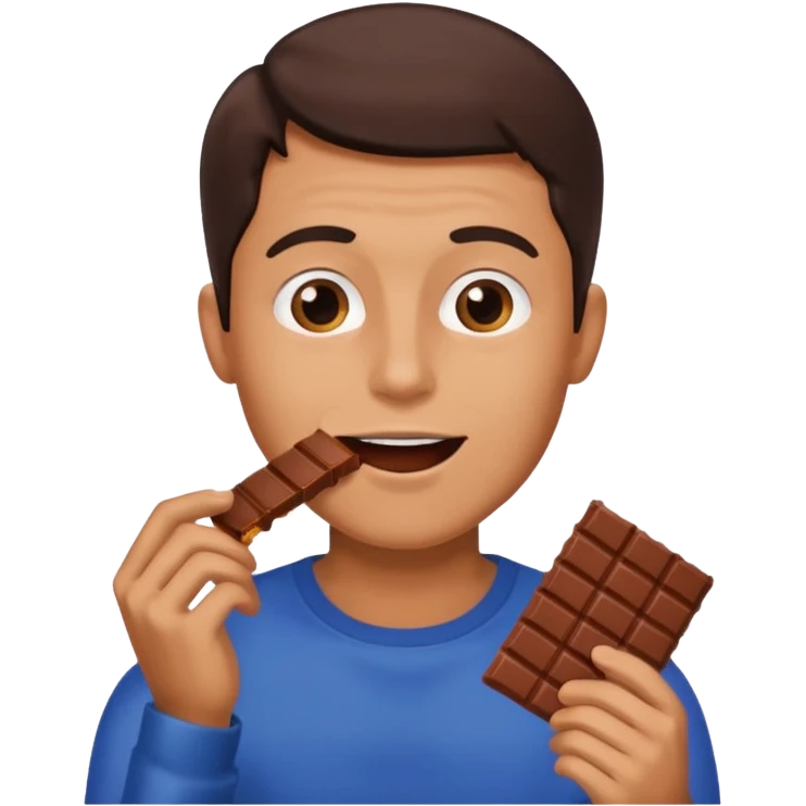 chocolate bar eating a man emoji