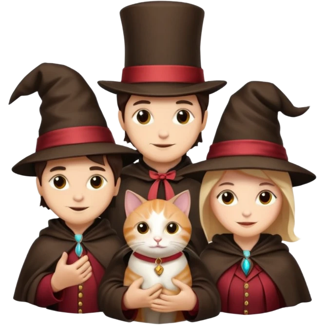 magician couple and their pet cat emoji