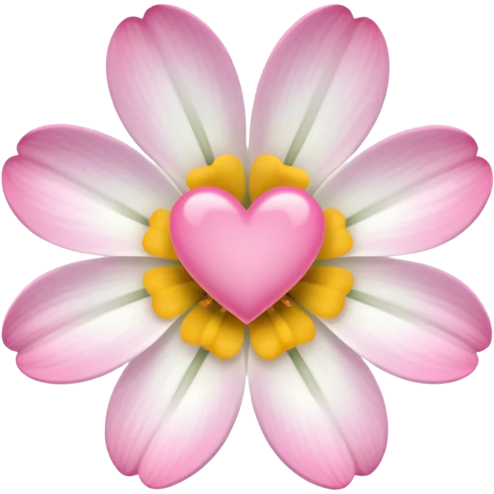 clear white flower with mini pink heart center  emoji