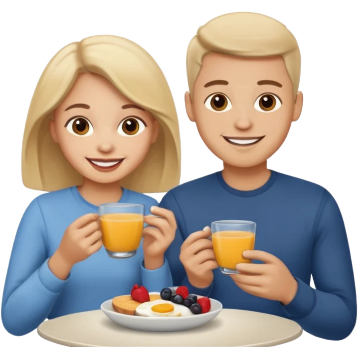 pon una pareja desayunando sedayuno de hotel emoji