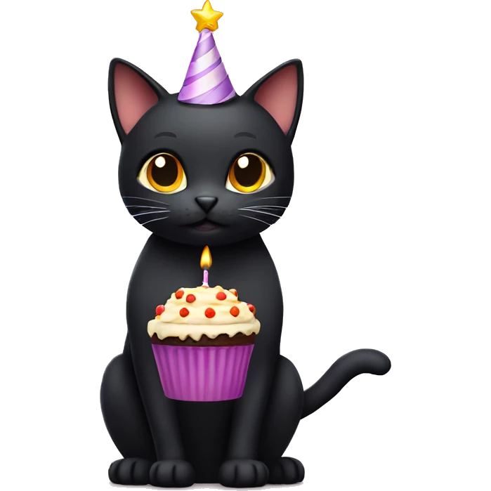 Black Cat With A Birthday Cake emoji