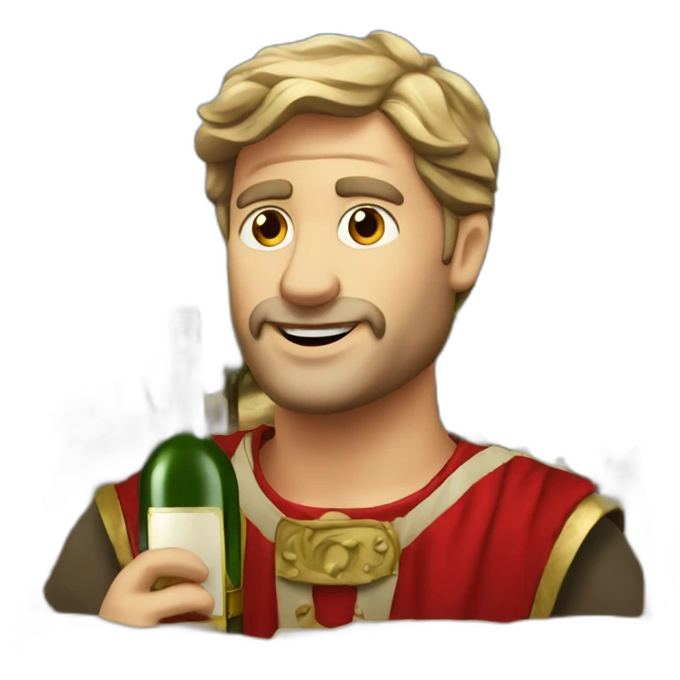 romain avec une bouteille de vins rouge emoji