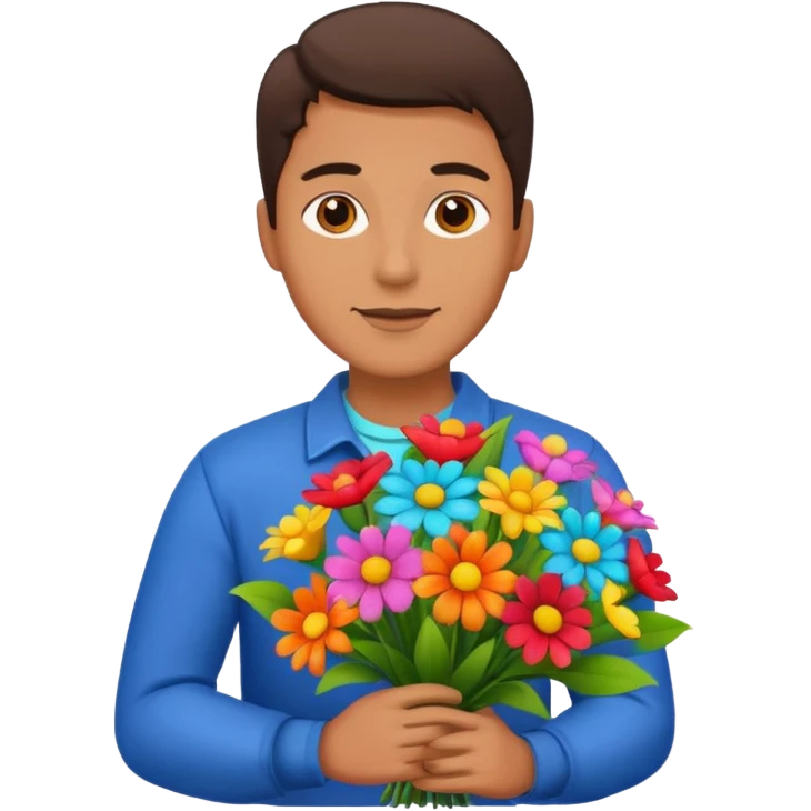 Man with holding flowers emoji