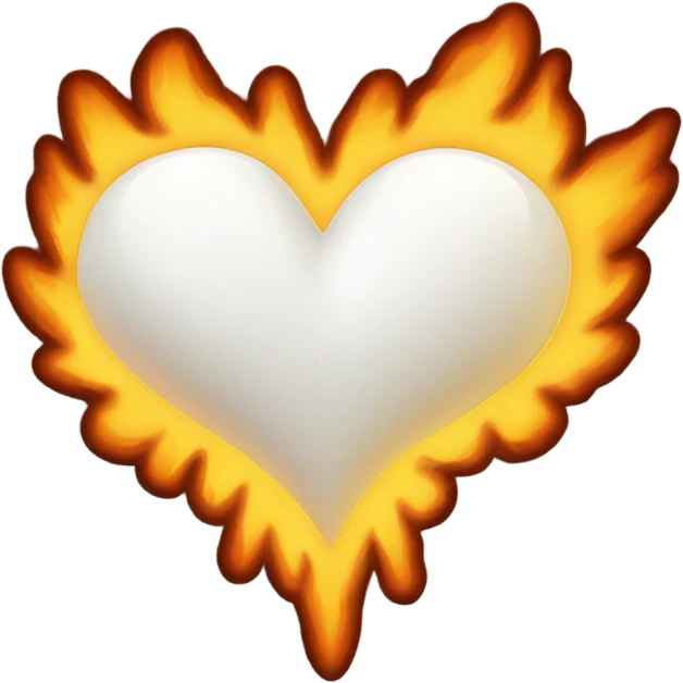 White heart and fire emoji