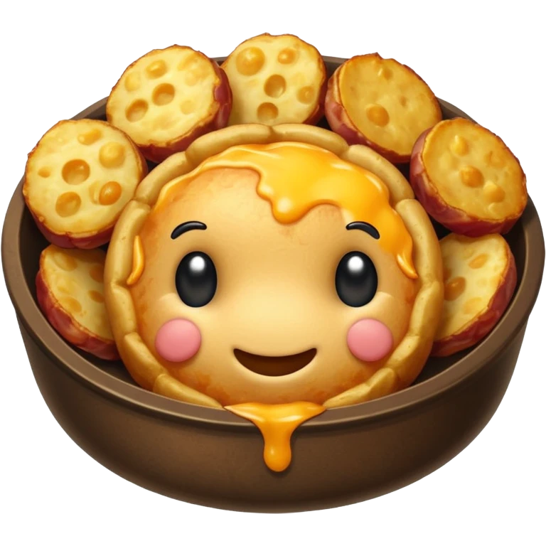Crispy, coin-shaped tot filled with gooey cheese, savory bacon bits, and fluffy potatoes. emoji
