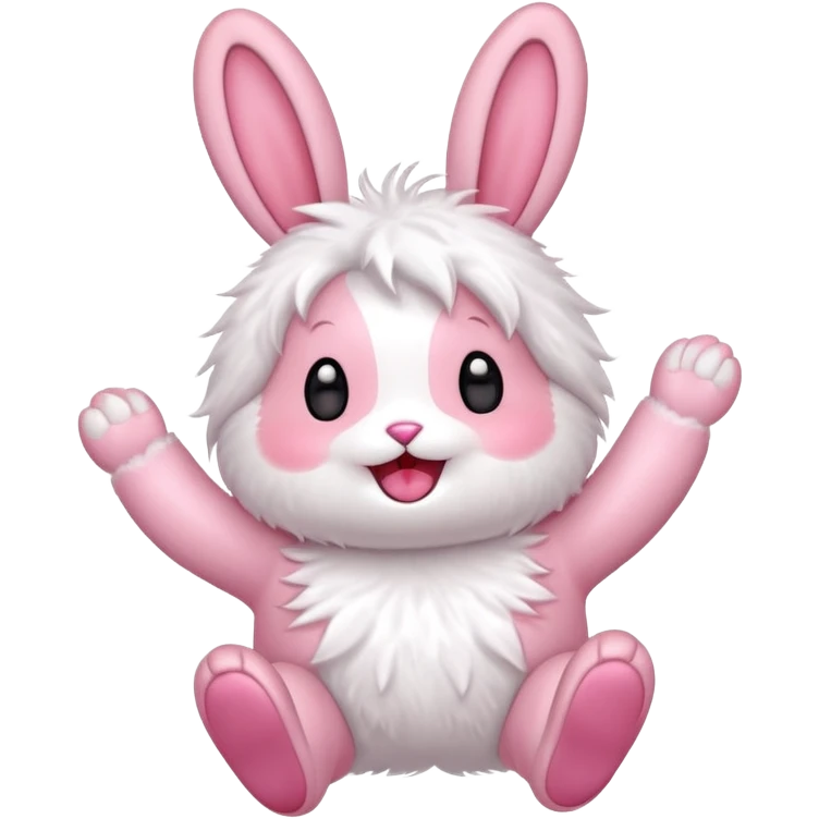 Exited pink bunny, kawaii chibi fluffy ears and body jumping of excitement  emoji