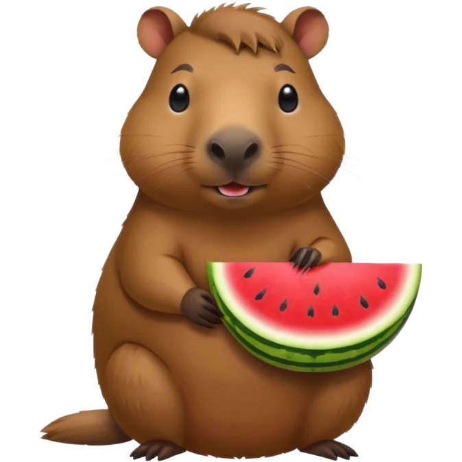 Capybara with watermelon and cute emoji
