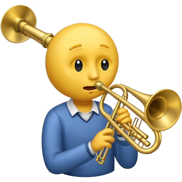 Emoji carita amarilla triste tocando el trombón emoji