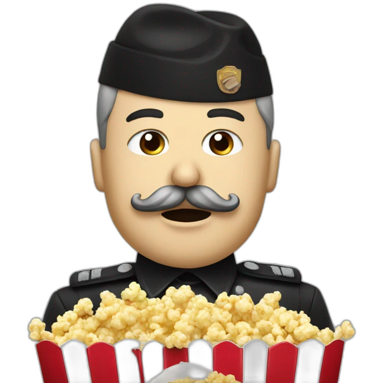Fascist dictator with mustache eating popcorn emoji