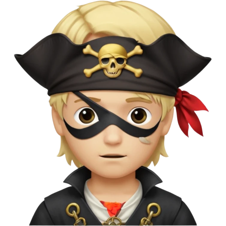 boy with blond hair that is dressed as a pirate emoji