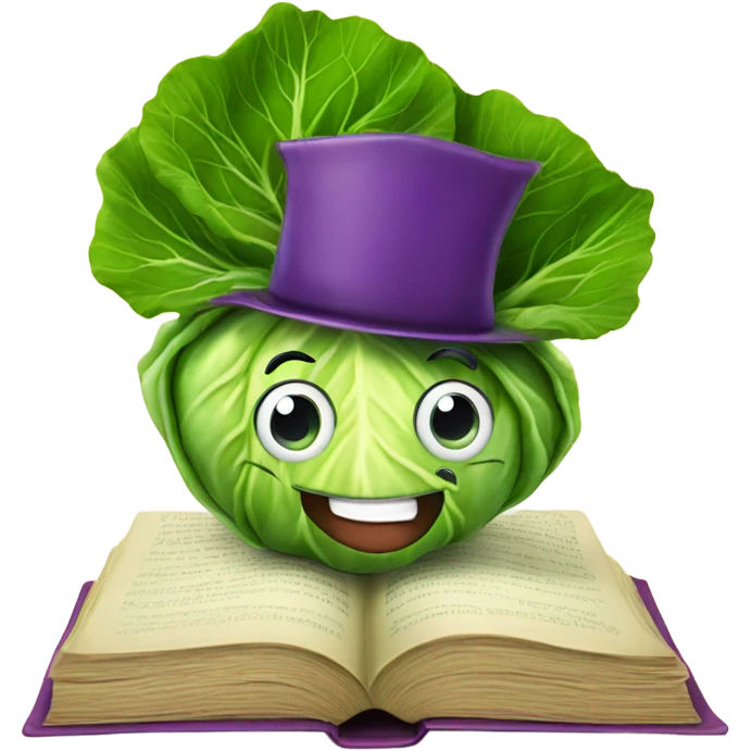 Cabbage with book emoji