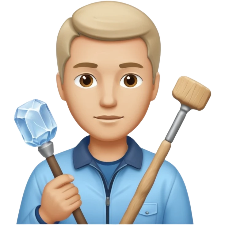 Sculptor with chisel & mallet,Ice Sculptors. emoji