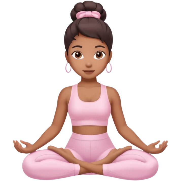 Brown girl with silk press in baby pink set doing pilates emoji