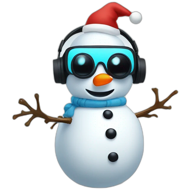 Snowman in vr headset, full body, Christmas emoji