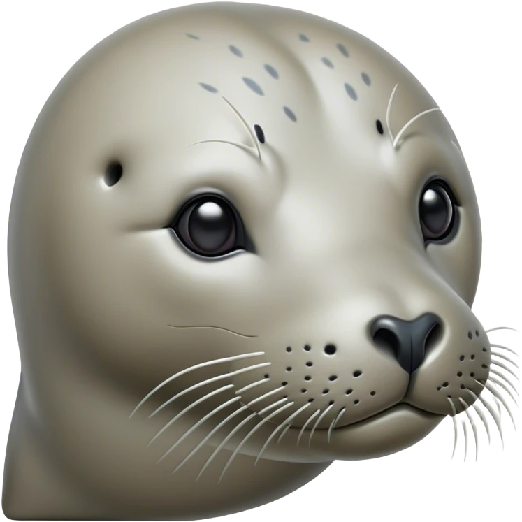 Cinematic Noble harbour seal Portrait Emoji, Poised and streamlined, with a sleek, smooth body of glossy, muted hues and expressive, dark eyes complemented by a rounded, agile head, Simplified yet sharp and sophisticated features, highly detailed, glowing with a soft, maritime luminescence, high shine, intelligent and graceful, stylized with an air of coastal authority, focused and alert, soft glowing outline, capturing the essence of a watchful marine guardian that appears ready to glide out of the screen with effortless authority! emoji