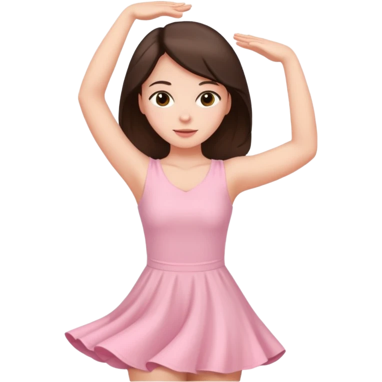 brunette girl in light pink stretching emoji