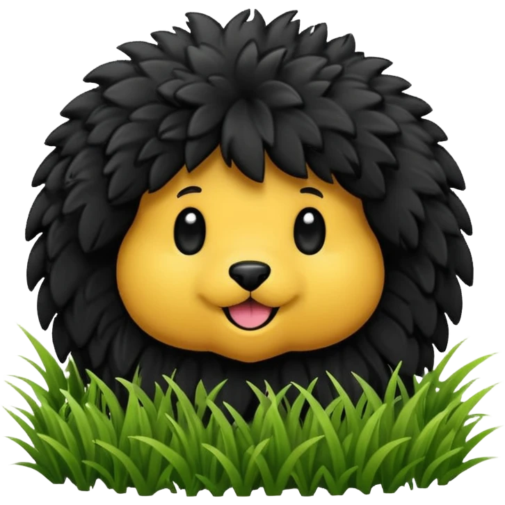 All black doodle playing in grass emoji
