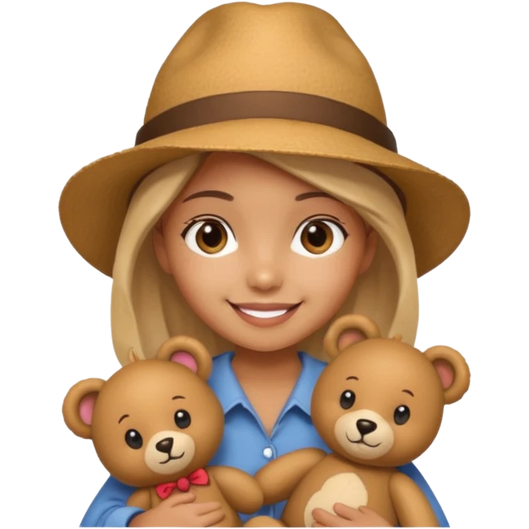 girl wearing hat with teddy bear  emoji