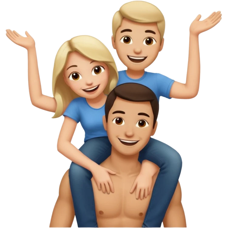 Woman sitting on the shoulders of a man emoji