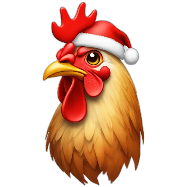 a rooster with a christmas hat emoji