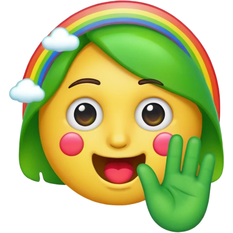 emoji style face throwing up a rainbow emoji