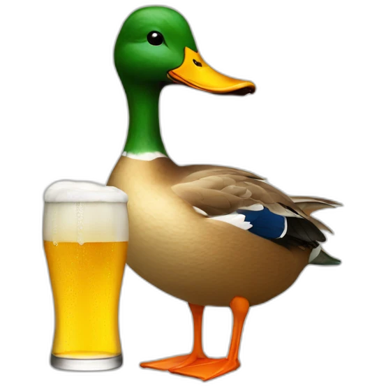 Duck drinking beer emoji