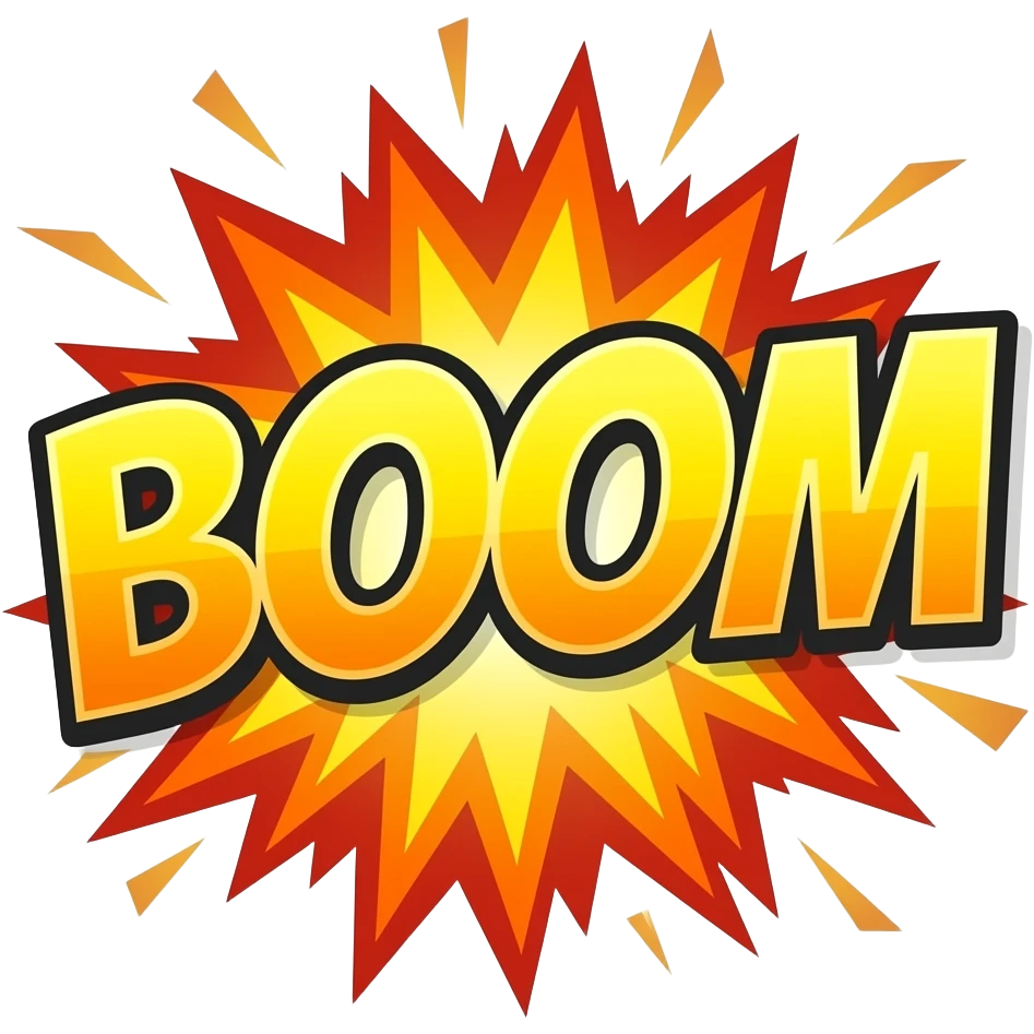 BOOM with an explosion behind emoji