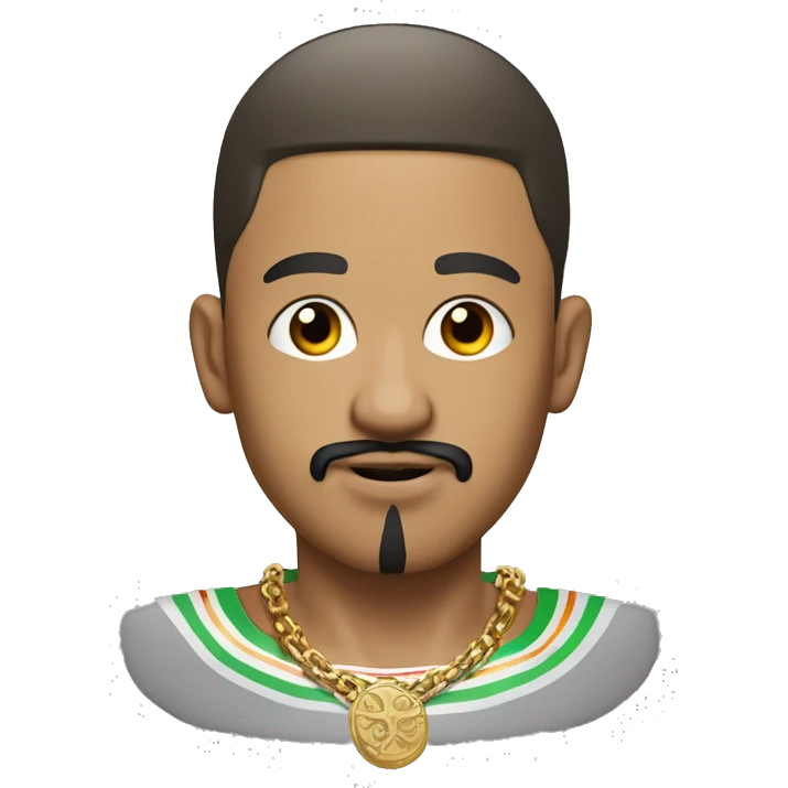 Mexican edger with a bowl cut and goatee with gold chain ￼￼￼ emoji