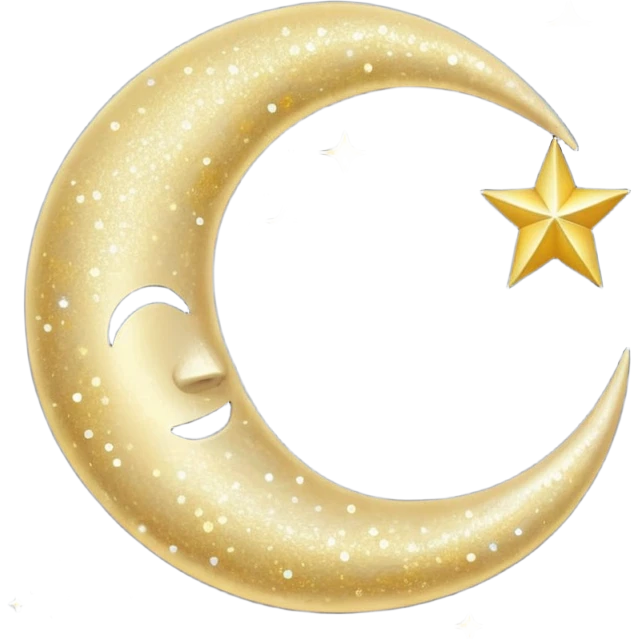 Glitter cian moon emoji