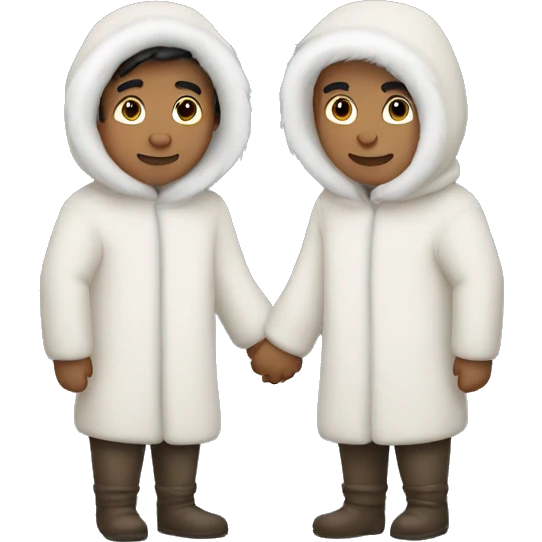 2 male Eskimo holding hands emoji