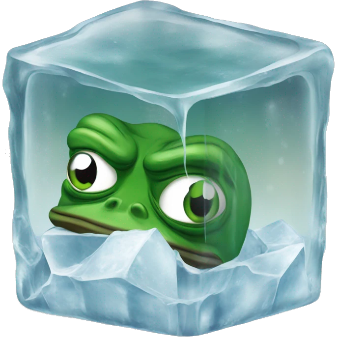 pepe the frog inside on icecube emoji