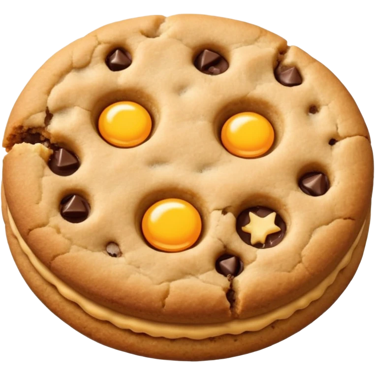 Two plain cookies, one bitten emoji