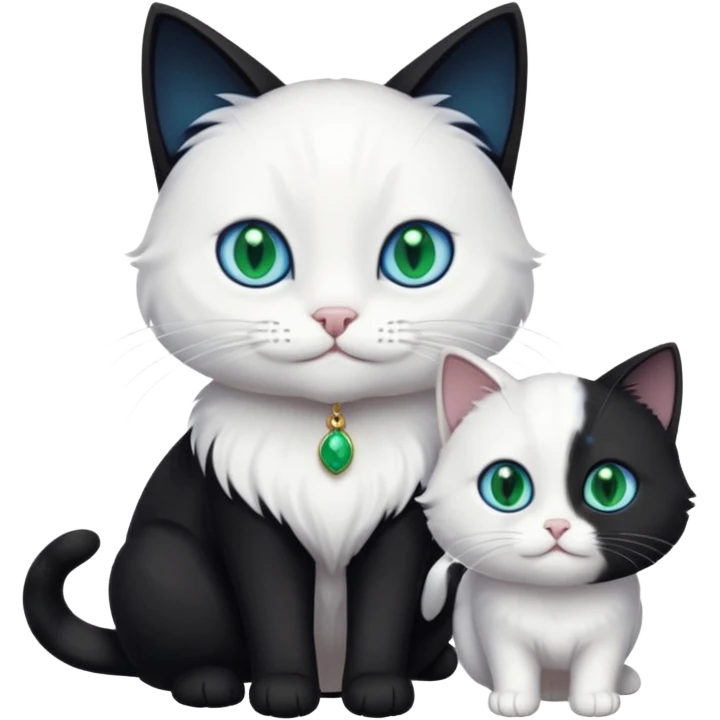 Black cat play with white cat emoji
