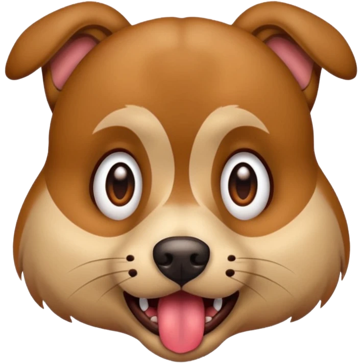 the dog sits at full height with a frightened face emoji