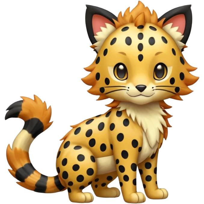Glossy Sparkly Gembonded Spotty Stripy Hairy Floofy-Poofy Liepard-Linoone-Litten-Pokémon-fusion-creature (full body) emoji