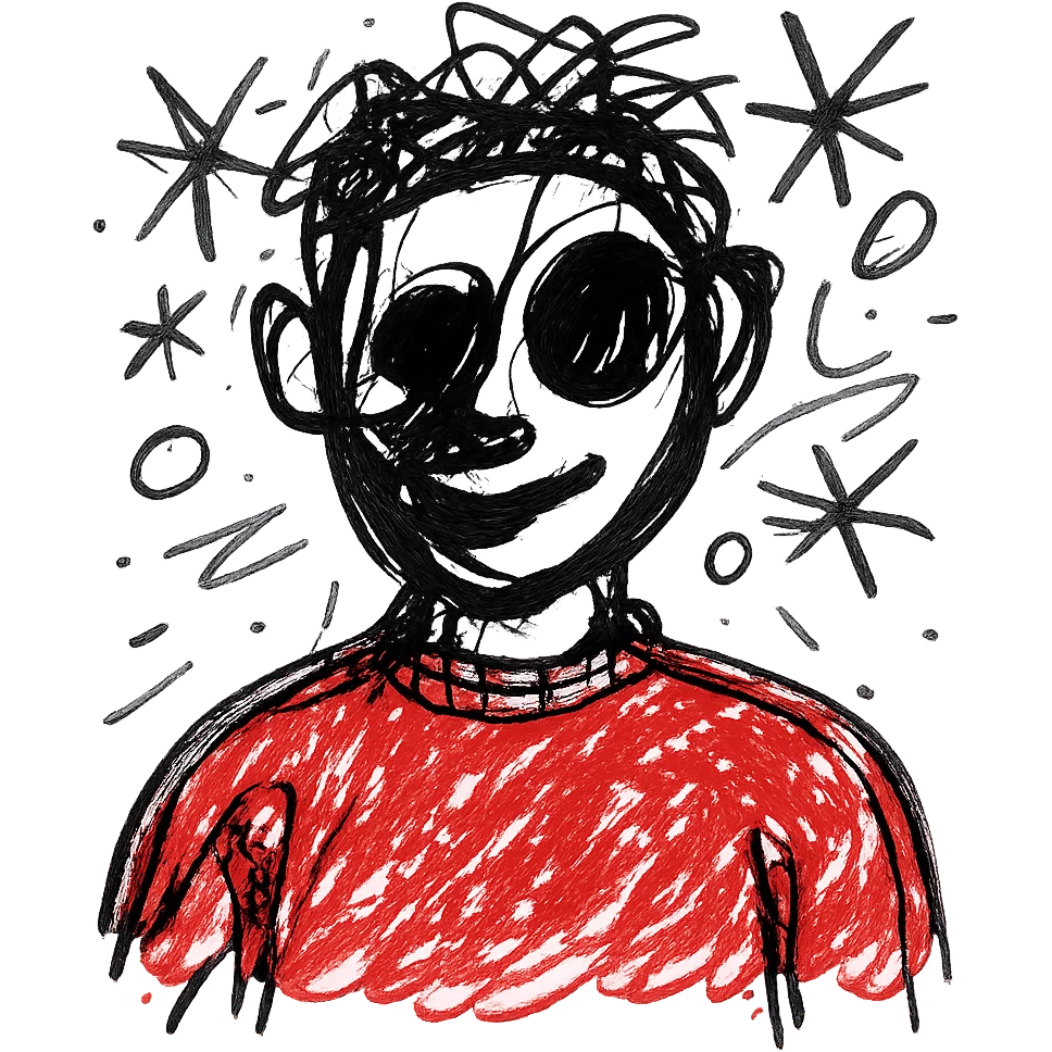 A guy in a black and white mask and red sweater emoji