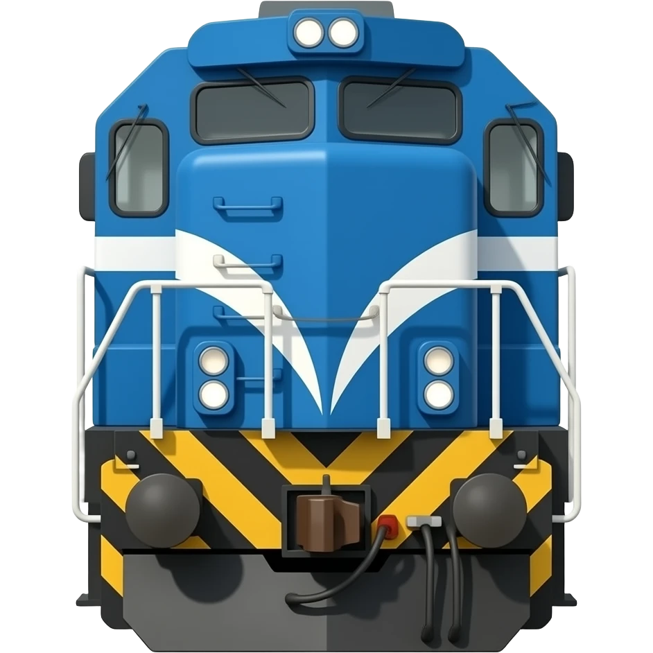 Realistic blue diesel locomotive on the front emoji