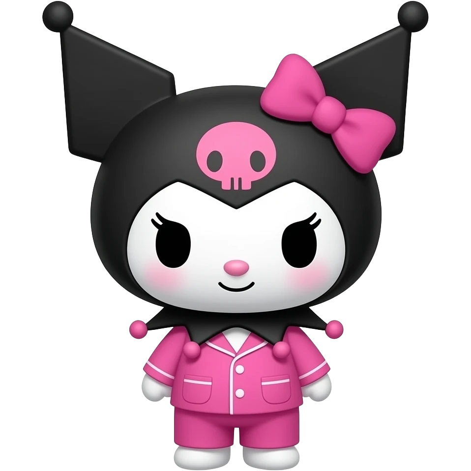 brownskin kuromi in hot pink pajamas sleepy emoji