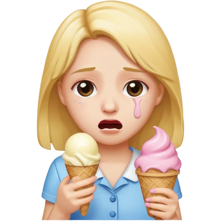 a crying girl with an ice cream  box emoji