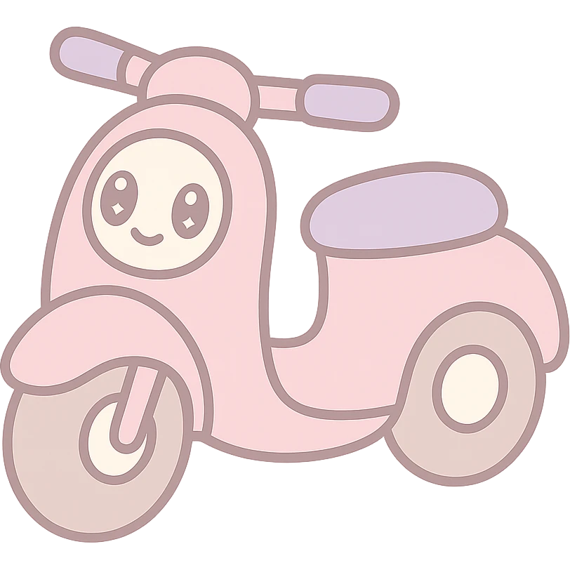 baby pink motorcycle, stylized and cute emoji