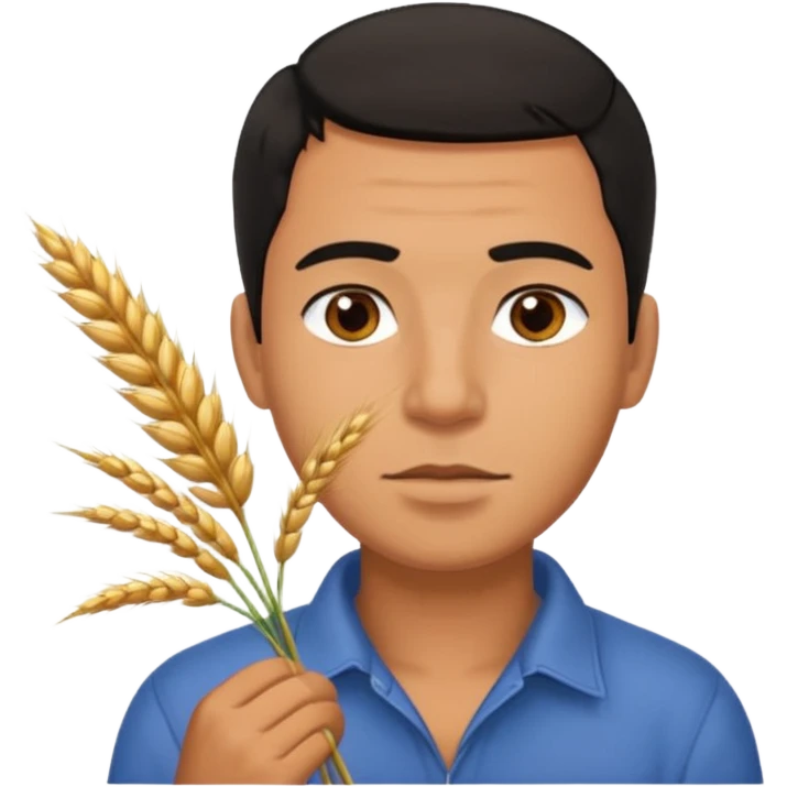 Campechano con una ramita de trigo en la boca emoji