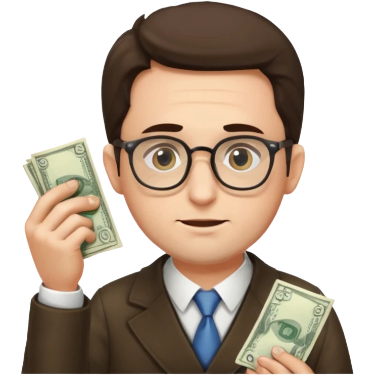 A jewish cunning man in glasses counting money emoji