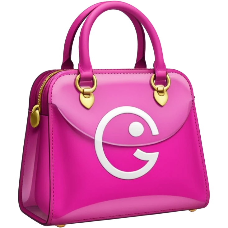 "Bolsa fucsia con asas, logo blanco de DRUNI PERFUMERÍAS, estilo emoji, fondo transparente" emoji