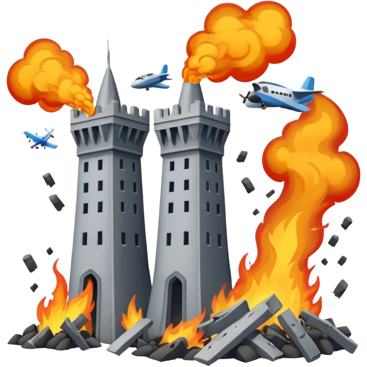 Uçak çarpan iki kule emoji