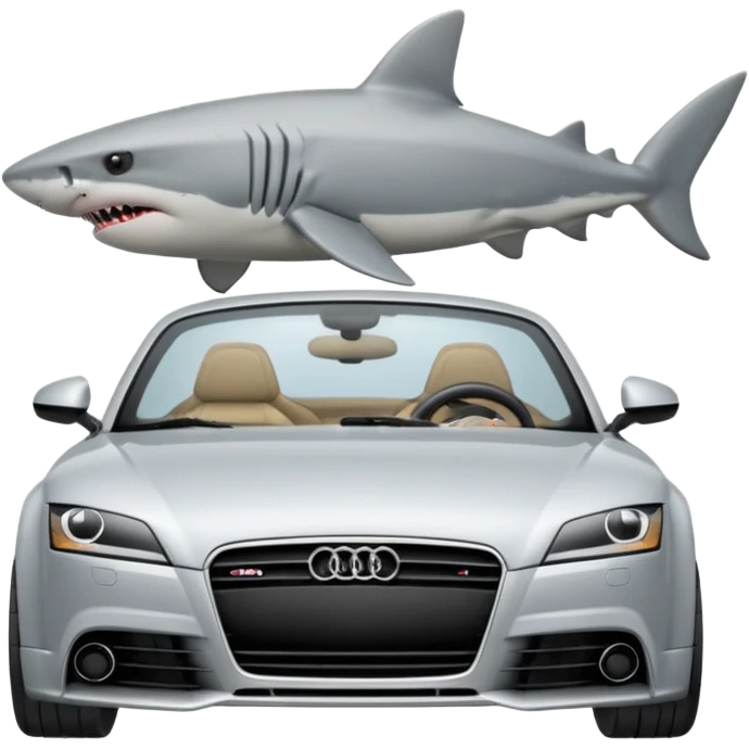 Shark driving an mk3 audi TT car emoji